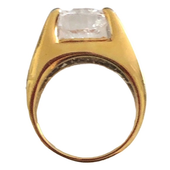 Cubic Zirconia Gold plate Silver Cluster Accent Stones Cocktail bling Size 8 - Picture 6 of 11